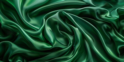 Obraz premium Closeup of rippled green silk fabric - AI Generated