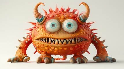 Fototapeta premium Expressive and emotional Cute 3D cartoon monster. This character may be related to animation, children's media, or character design