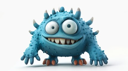 Naklejka premium Expressive and emotional Cute 3D cartoon monster. This character may be related to animation, children's media, or character design