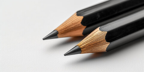 Obraz premium Sharp pencils, black drawing tools, close up, fine art supplies, perfectionist office essentials, sketching materials, precision, creative back to school concept