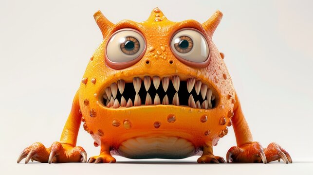 Expressive and emotional Cute 3D cartoon monster. This character may be related to animation, children's media, or character design