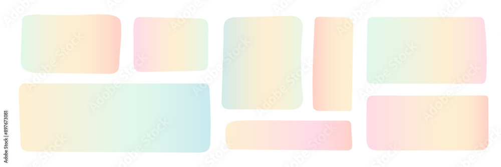 Poster pastel colors gradient rectangle square text box set. hand drawn geometric frame. empty highlight sp