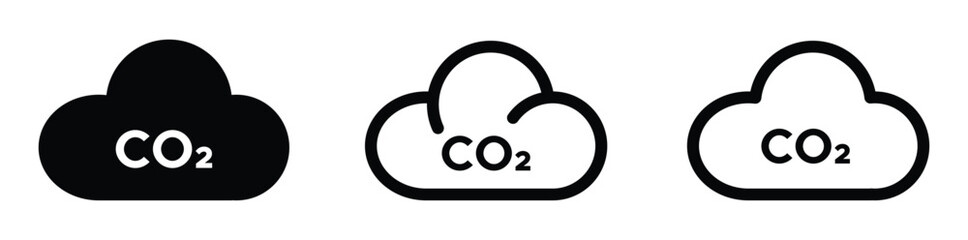 Cloud with text (CO2) icon illustration. CO2 vector sign set