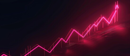 Neon coral pink graph against a dark backdrop, highlighting significant business growth.