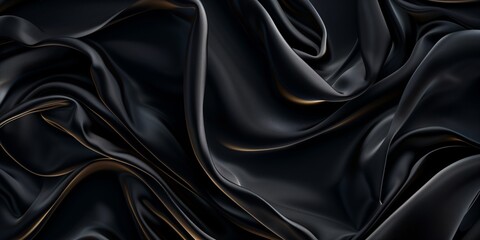 Obraz premium Closeup of rippled black silk fabric - AI Generated