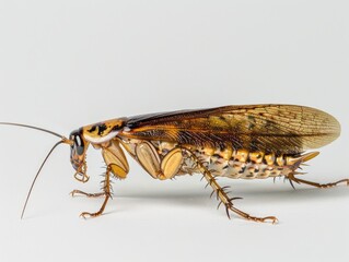 Brown Roach. Side View of Dubia Cockroach Standing Alone, Animal Themes with Antennae