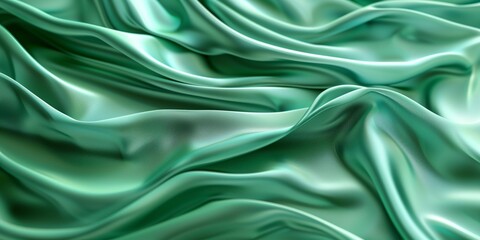 Fototapeta premium Closeup of rippled green silk fabric - AI Generated