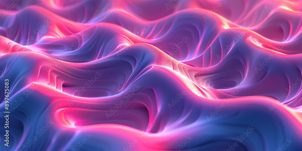 Poster neon pattern combines colorful wavy textures and glowing light effects, creating a visually stunning