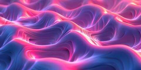 Obraz premium Neon pattern combines colorful wavy textures and glowing light effects, creating a visually stunning artwork