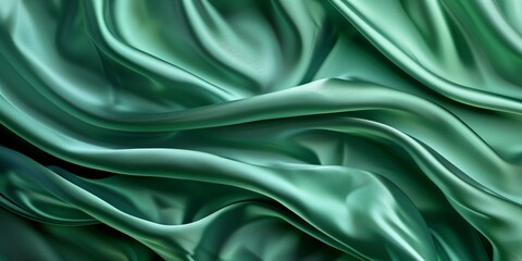 Obraz premium Closeup of rippled green silk fabric - AI Generated