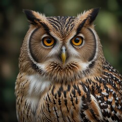 Obraz premium Elegant photograph of a burrowing owl standing alert on a desert mound, with a vibrant sunset painting the sky behind it