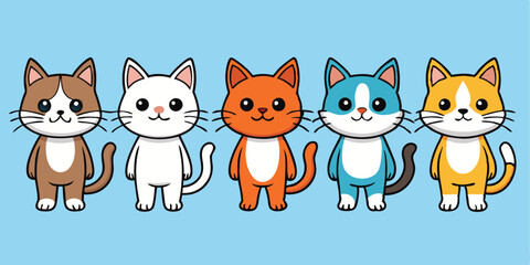 Obraz premium set of cute cartoon cats. vector illustration
