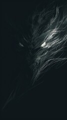 Obraz premium A menacing creature lurking in the shadows of a sketch. ,Dark Color light ,vectorline design , illustration , Mobile Wallpaper
