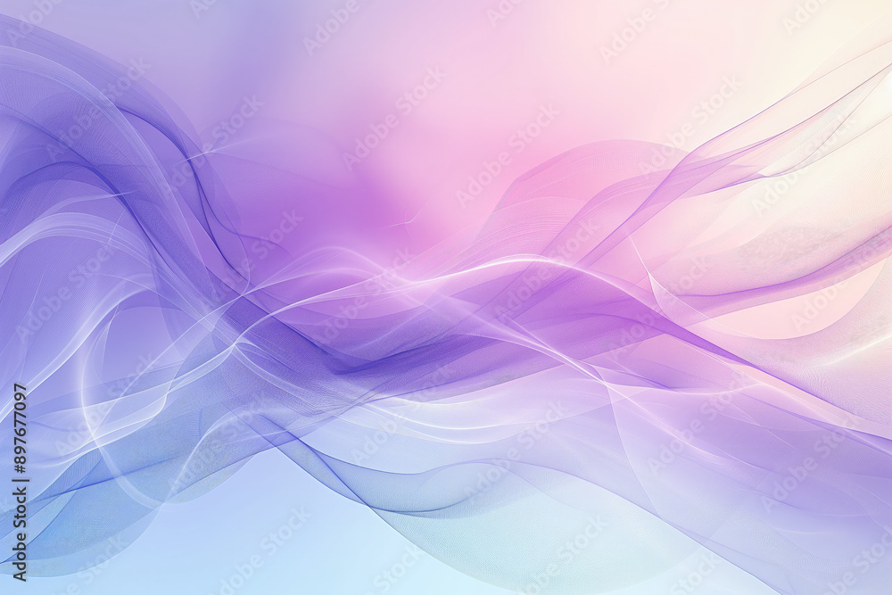 Poster purple light waves curve smoothly against a light gradient background.