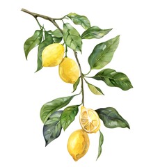 lemon tree branch with leaves