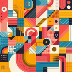 Modern art style geometric background. AI generated illustration