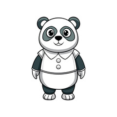 Naklejka premium Adorable Cartoon Panda Character in Outfit - Cute Illustration
