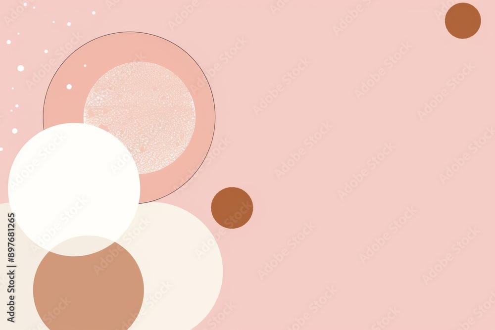Poster minimalistic abstract illustration with overlapping circles in peach and cream tones
