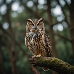 Naklejka premium Fascinating shot of a young tawny owl with its downy feathers, peering out from a tree hollow
