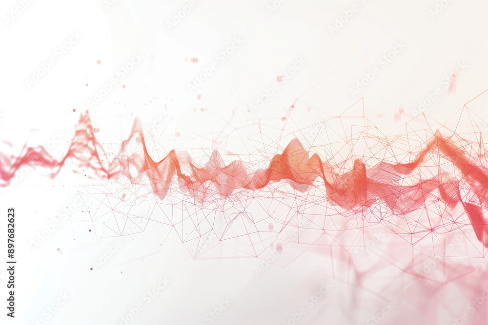 Aufkleber dynamic red wave on a light gradient background