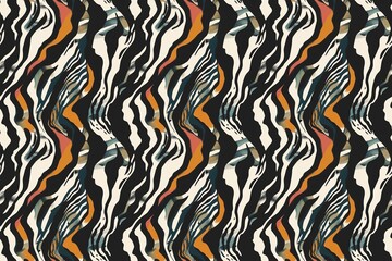 Fototapeta premium Modern animal print with fluid wavy lines in a dynamic and vivid contemporary palette
