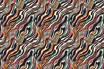 Modern animal print with vibrant, fluid wavy lines in a dynamic and contemporary palette