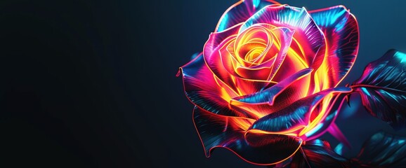 Neon rose graph against a black background, representing vibrant business expansion.