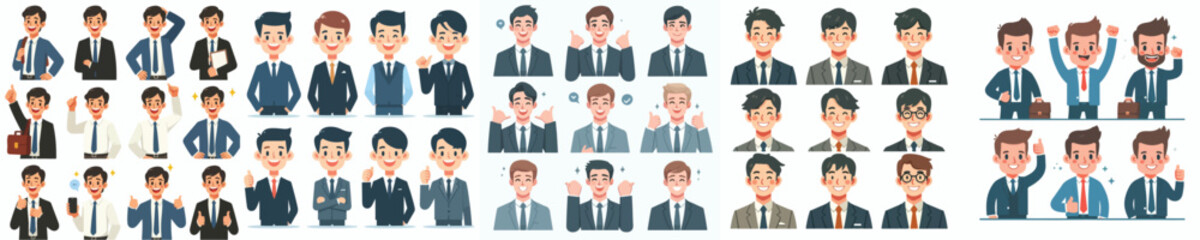 businessman avatar vector set