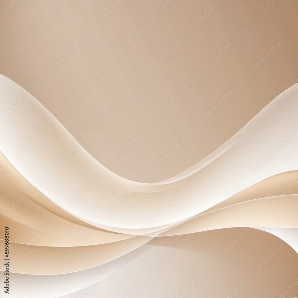 Poster abstract pastel background with a swirling, wavy design in shades of beige and white. background is 