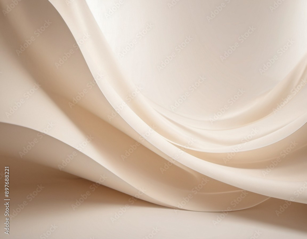 Poster abstract pastel background with a swirling, wavy design in shades of beige and white. background is 