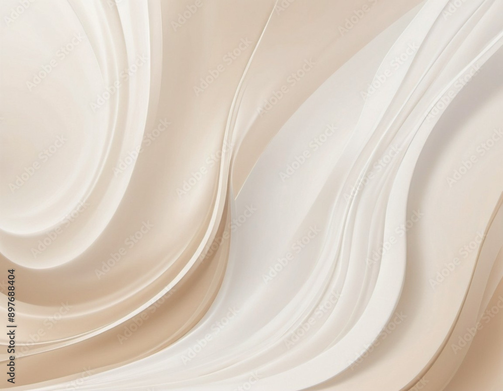 Poster abstract pastel background with a swirling, wavy design in shades of beige and white. background is 