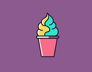 Line icon of ice cream. Dessert, fast food, sugar. Sweet food concept. Can be used for topics like food, unhealthy eating, gastronomy