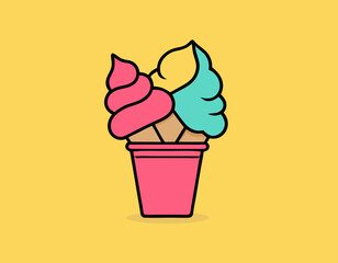 Line icon of ice cream. Dessert, fast food, sugar. Sweet food concept. Can be used for topics like food, unhealthy eating, gastronomy