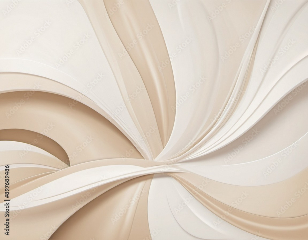 Poster abstract pastel background with a swirling, wavy design in shades of beige and white. background is 
