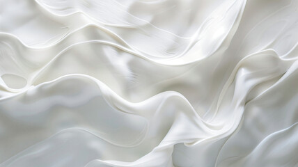 Obraz premium Flowing Wavy Patterns in Abstract White Paint Texture Close-Up