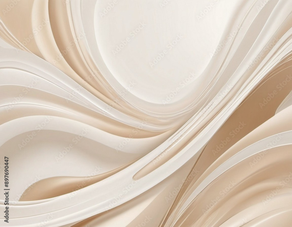 Poster abstract pastel background with a swirling, wavy design in shades of beige and white. background is 