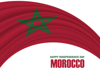 Happy independence Day Morocco with Waving Flag in Celebration National Holiday. Vector, illustration.