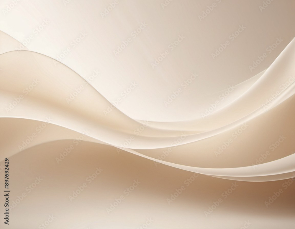 Poster abstract pastel background with a swirling, wavy design in shades of beige and white. background is 