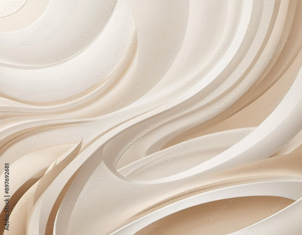 Poster abstract pastel background with a swirling, wavy design in shades of beige and white. background is 