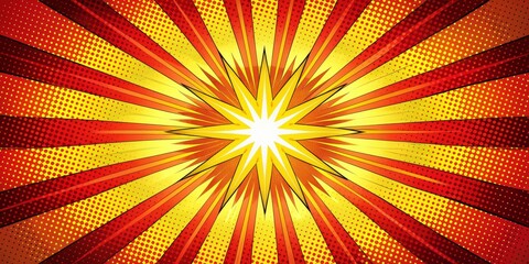Fototapeta premium Comic Book Explosion, red, yellow, halftone , pop art , graphic design