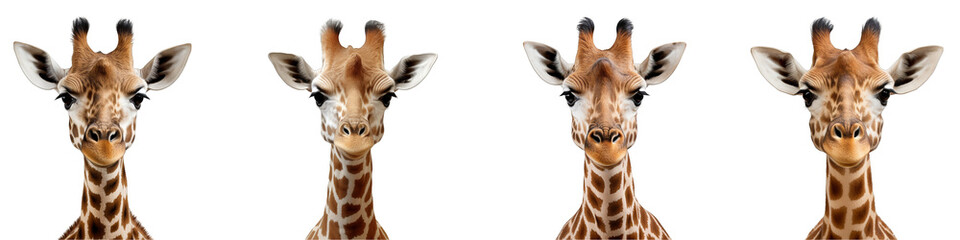 Fototapeta premium Giraffe head isolated on transparent background, PNG