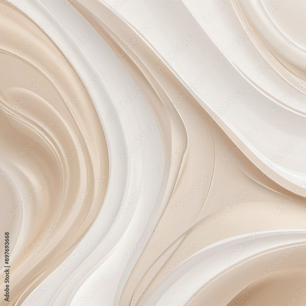Poster abstract pastel background with a swirling, wavy design in shades of beige and white. background is 