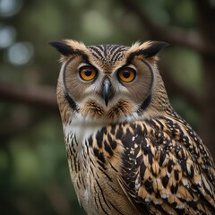 Obraz premium Graceful image of a long-eared owl resting peacefully in a cozy, tree-covered nook