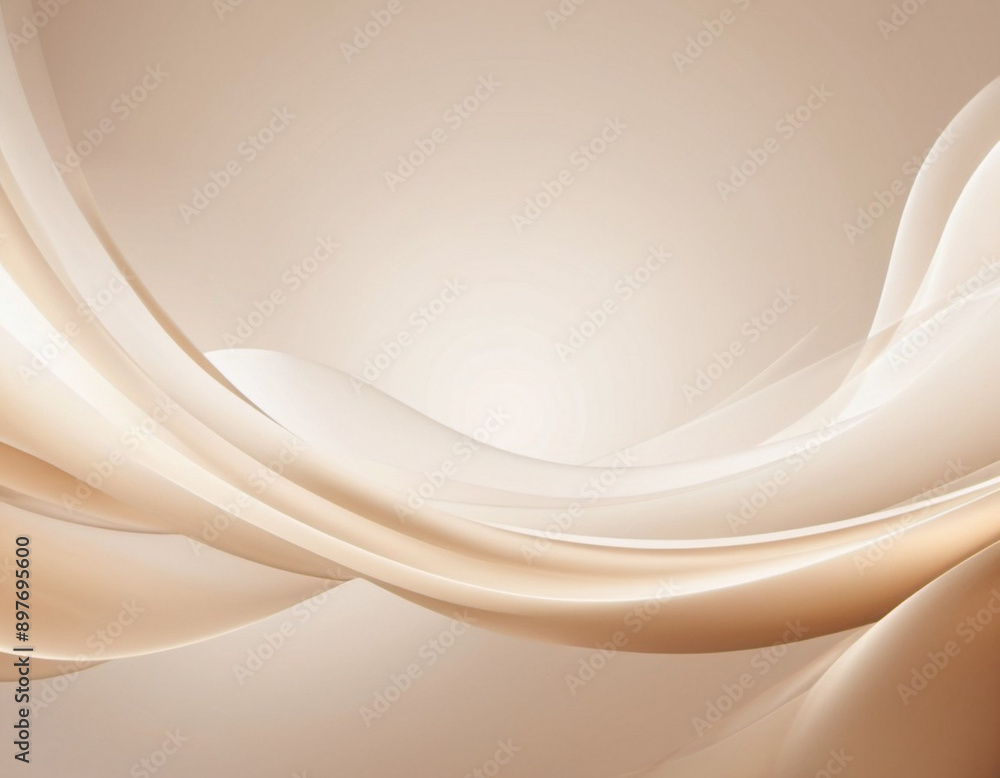 Poster abstract pastel background with a swirling, wavy design in shades of beige and white. background is 