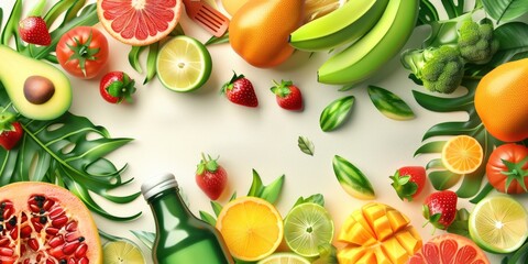 Vivid array of fresh produce with citrus flavors and antioxidant properties.