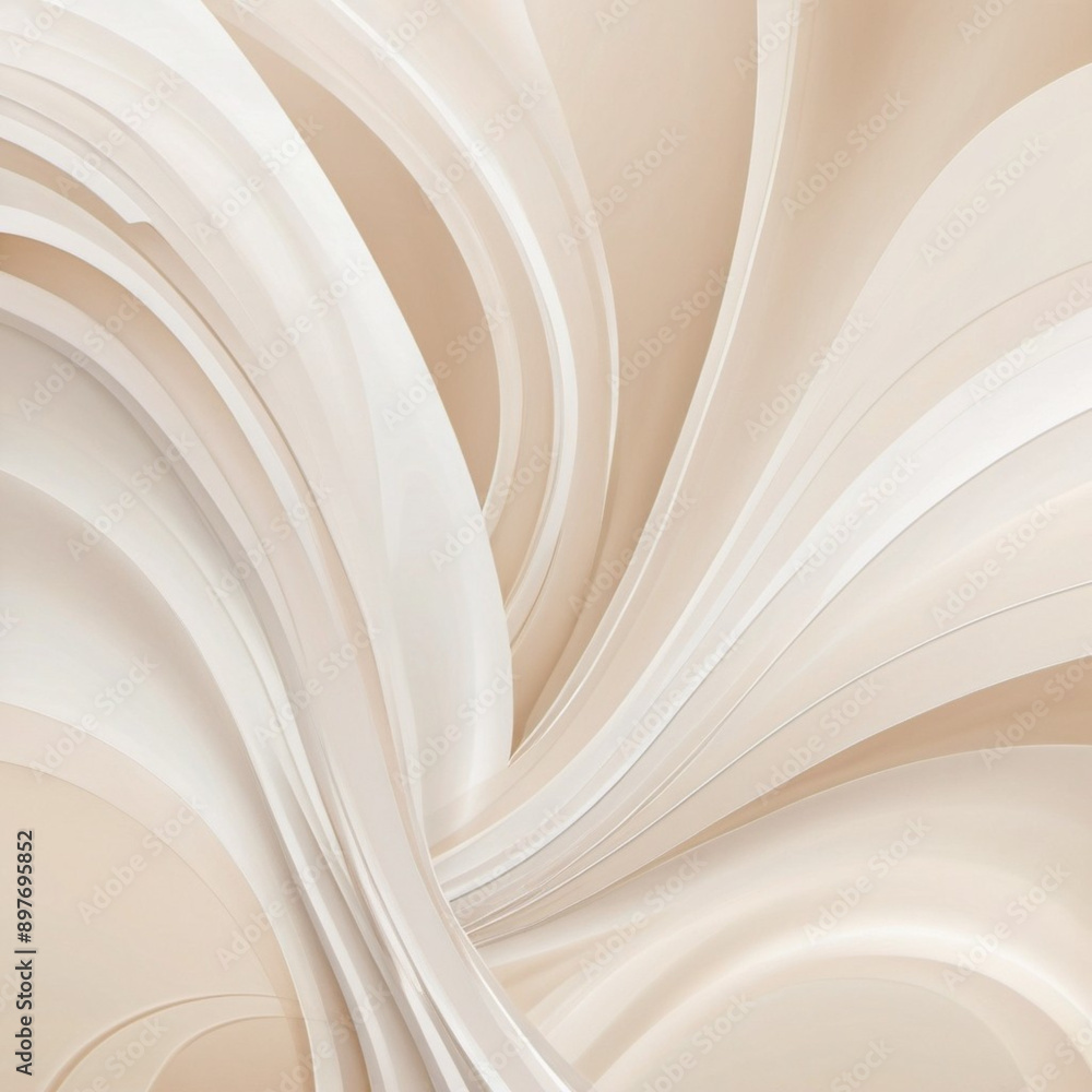 Poster abstract pastel background with a swirling, wavy design in shades of beige and white. background is 