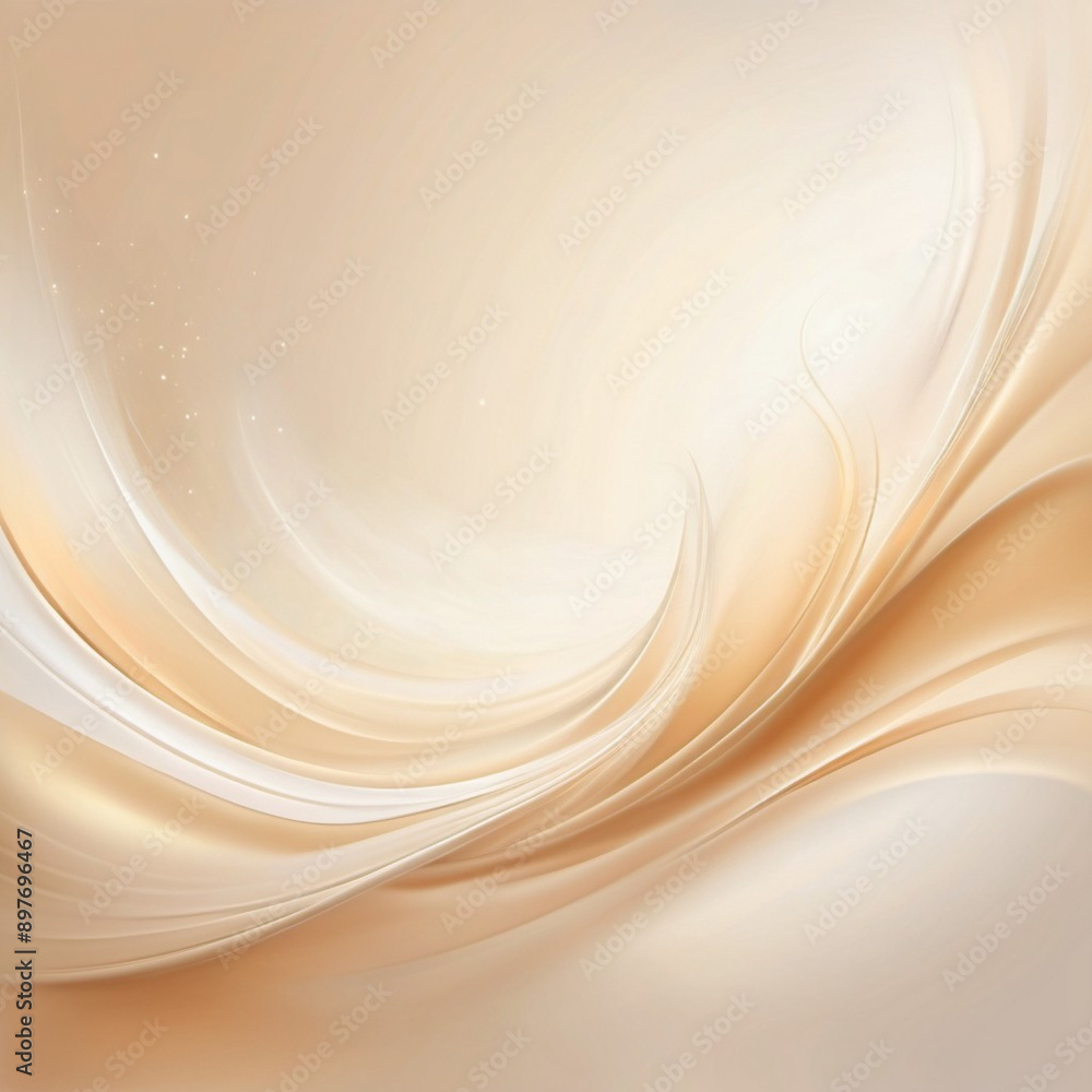 Poster abstract pastel background with a swirling, wavy design in shades of beige and white. background is 