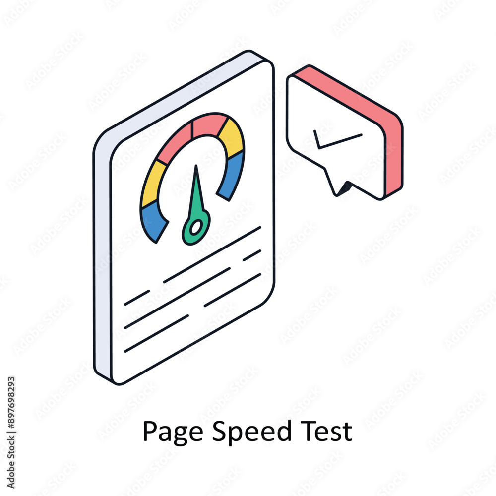 Poster page speed test isometric style icon. symbol on white background eps 10 file