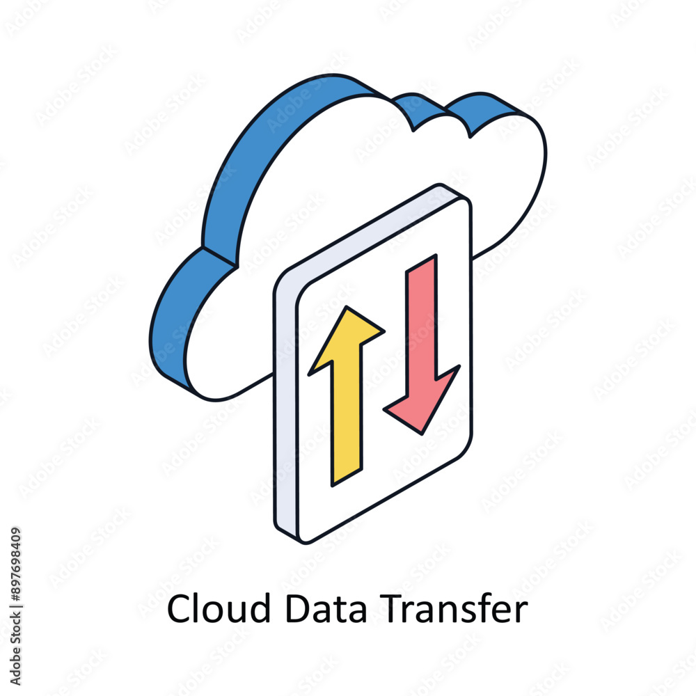 Poster cloud data transfer isometric style icon. symbol on white background eps 10 file