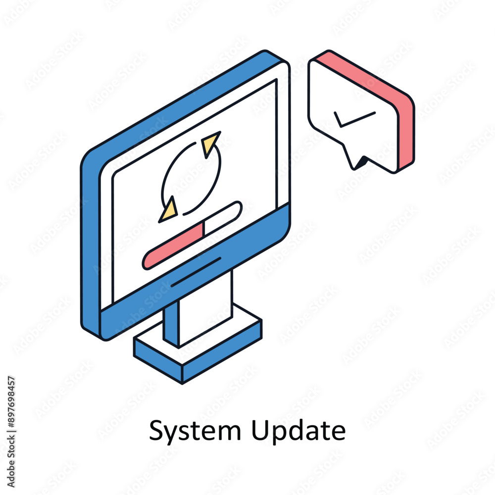 Poster system update isometric style icon. symbol on white background eps 10 file